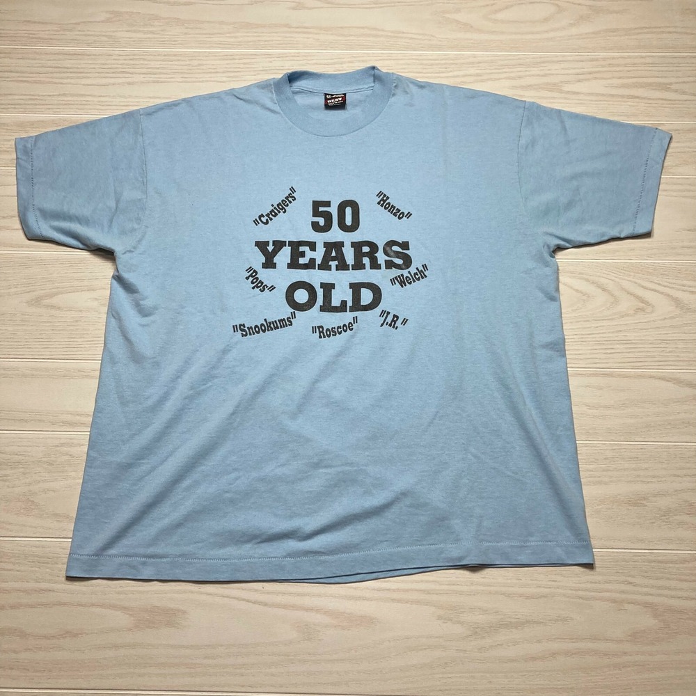 Vintage 50 Years Old T-Shirt Light Blue Size 2XL Funny Birthday Gag Made in USA